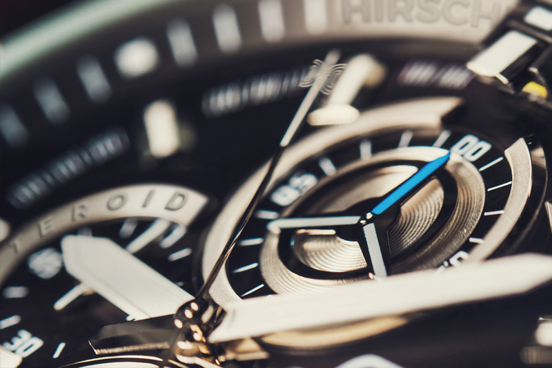 Hirschen Lenzburg - Mechanism, clockwork of a watch with jewels, close-up. Time, work concept. Second hands.
